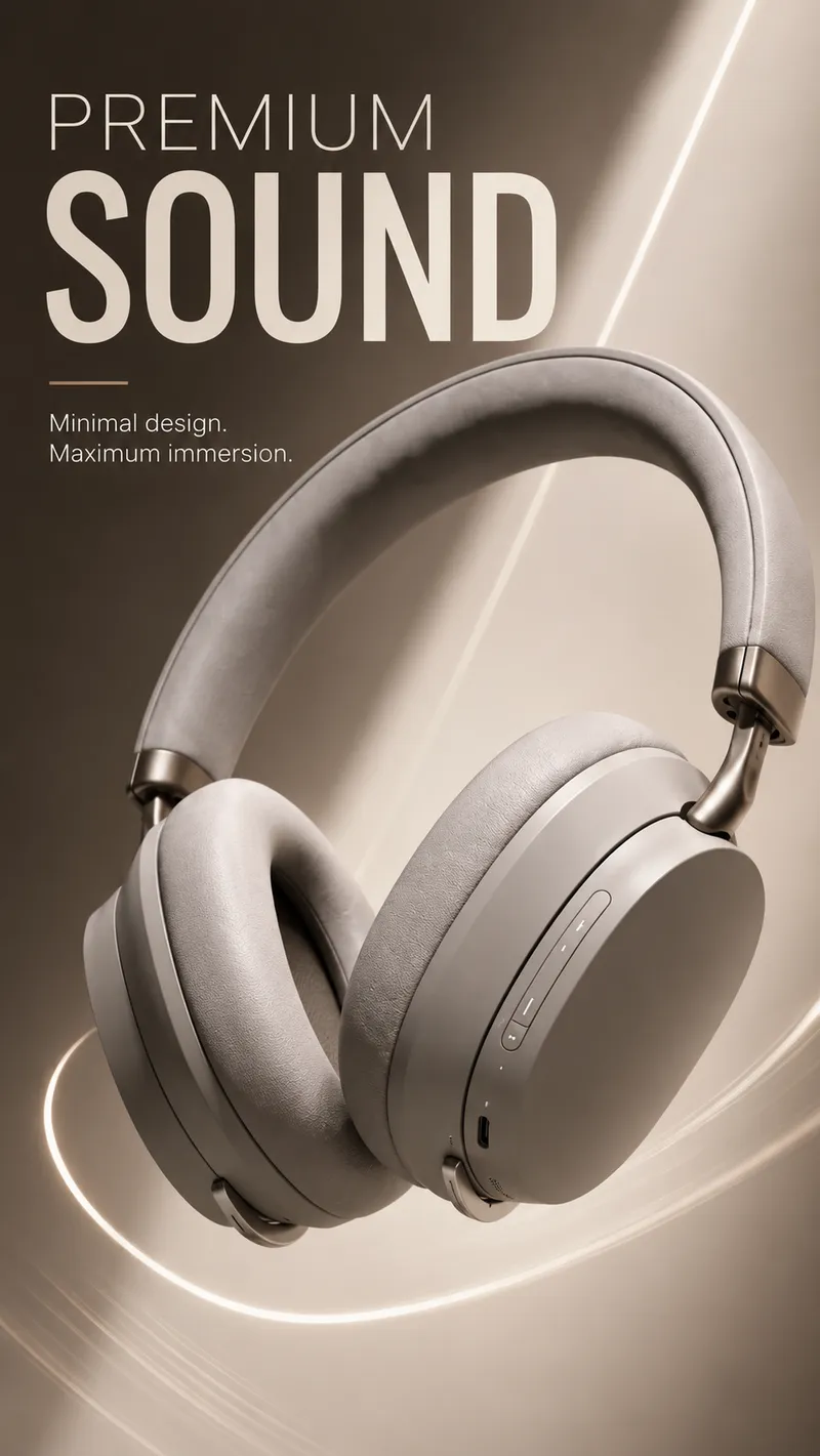 Headphones — premium audio vertical spot